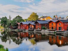 Historische Salzspeicher in Porvoo, Finnlands zweitältester Stadt